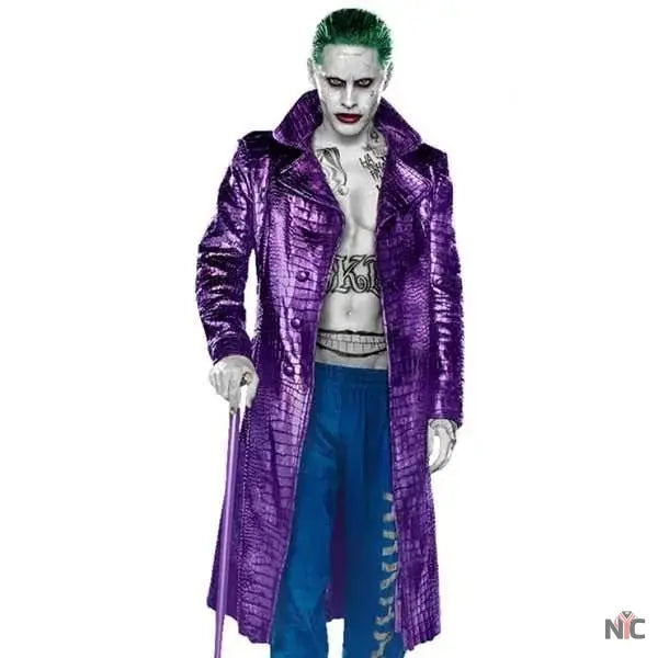 Jared Leto Joker Purple Crocodile Coat Clanton Jacket