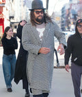 Jason Momoa NYC 2025 Houndstooth Coat