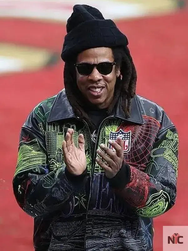 Jay-z Super Bowl 2024 Las Vegas Print Leather Jacket Clanton Jacket