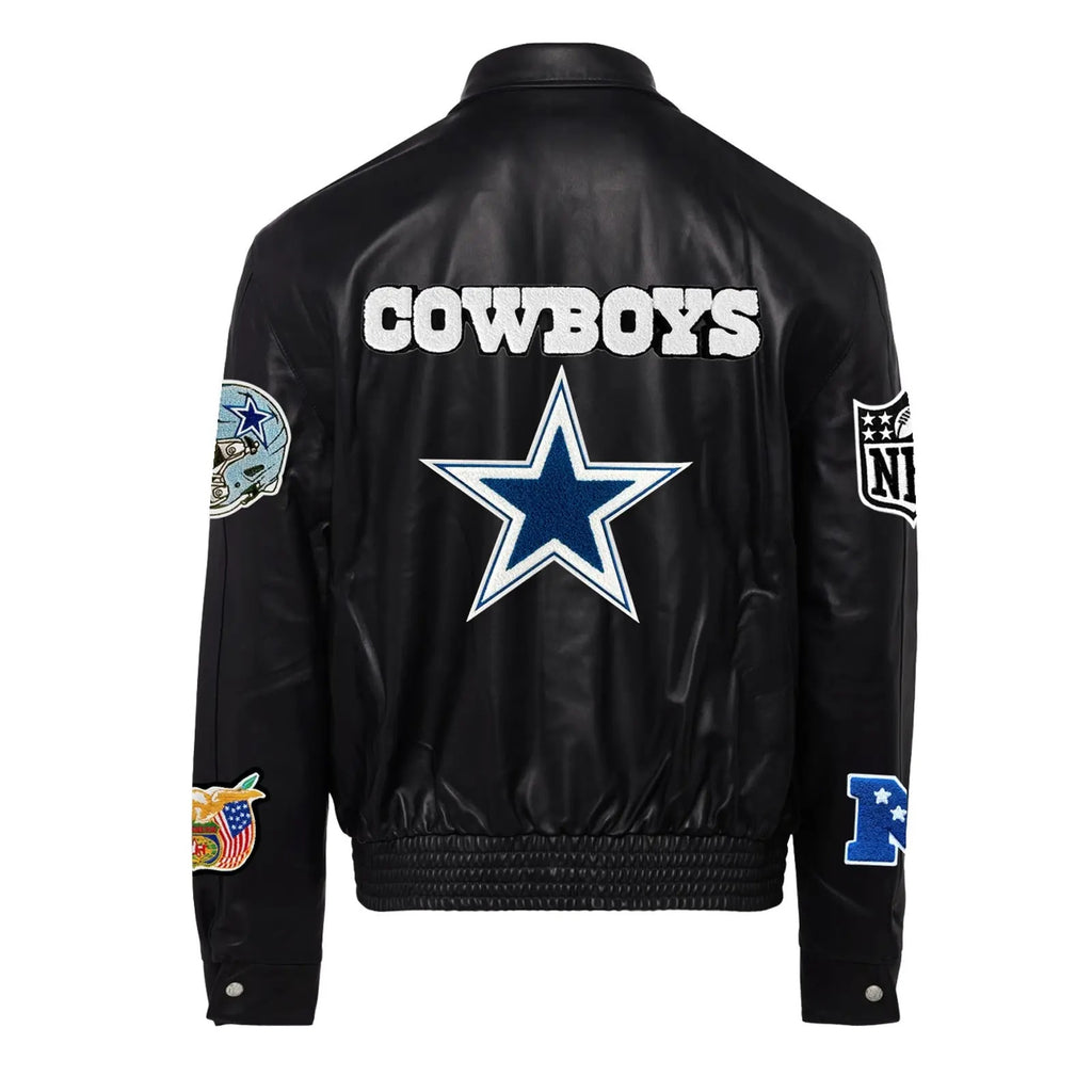 Jeff Hamilton Dallas Cowboys Full Black Leather Jacket WorthVee