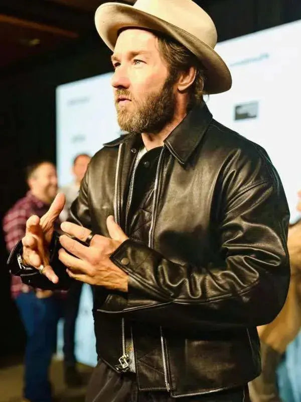 Joel Edgerton Train Dreams 2025 Black Leather Jacket WorthVee