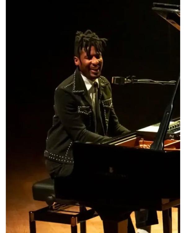 Jon Batiste Milan 2025 Studded Black Denim Jacket