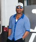 Jonathan Majors NYC 2025 Blue Shirtv USA Jackets