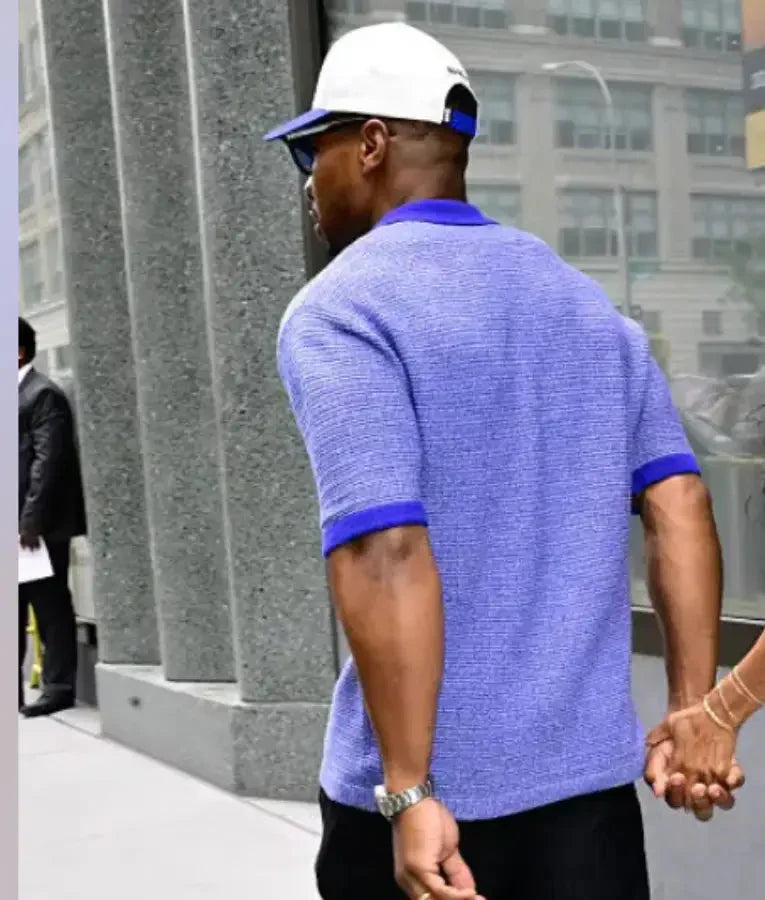 Jonathan Majors NYC 2025 Blue Shirtv USA Jackets