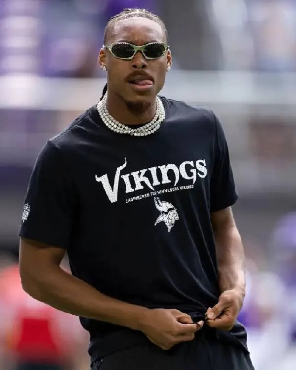 Justin Jefferson Preseason 2025 Black Vikings T-shirt