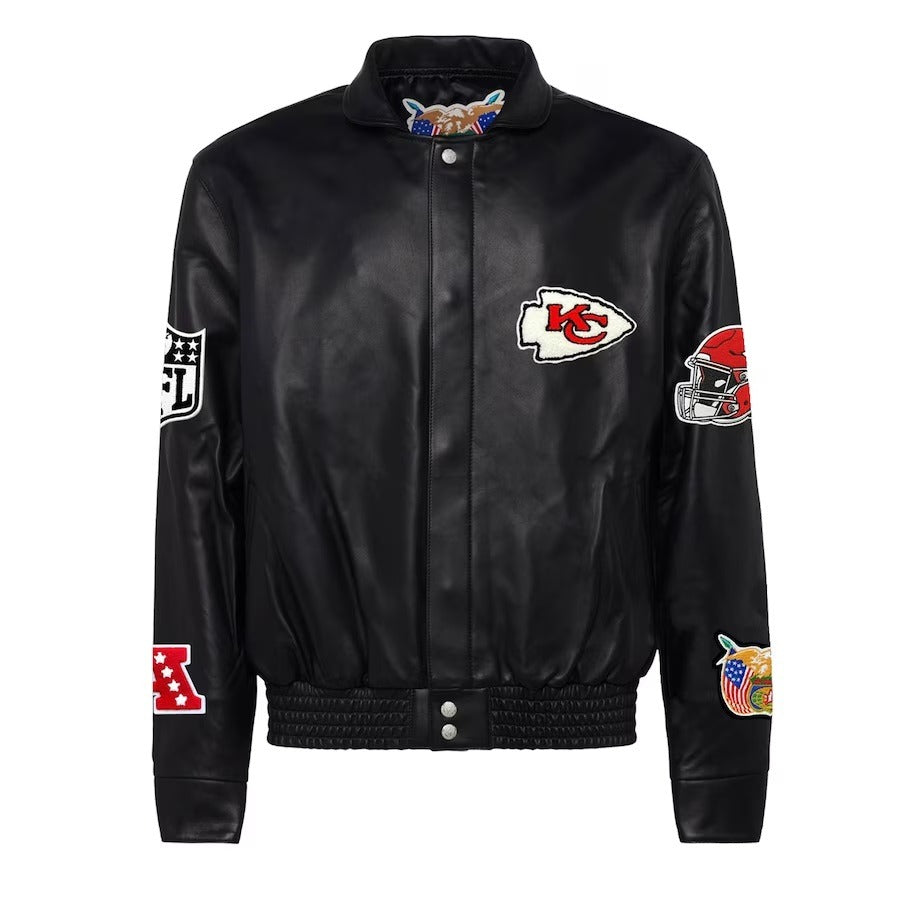 Kansas City Chiefs Jeff Hamilton Black Leather Jacket WorthVee