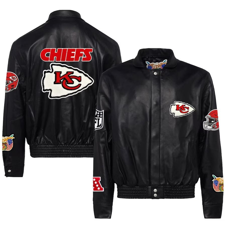 Kansas City Chiefs Jeff Hamilton Black Leather Jacket WorthVee