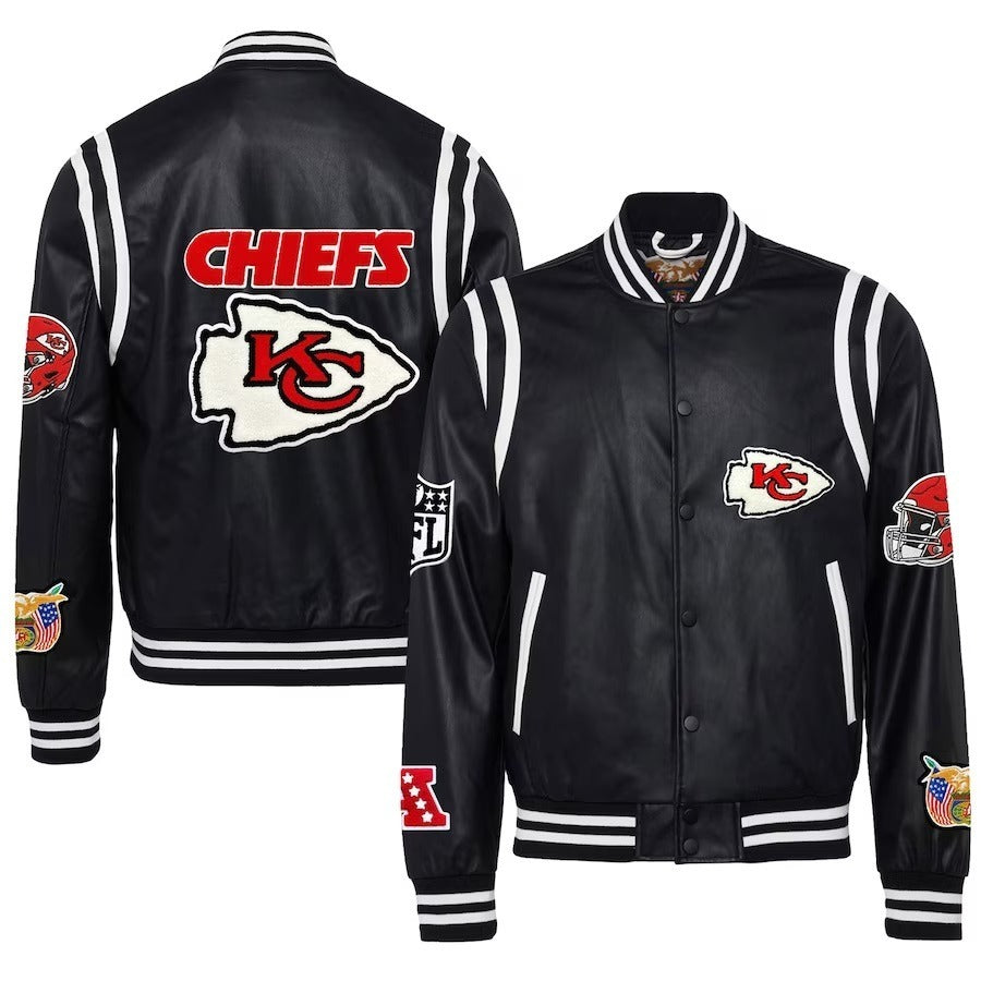Kansas City Chiefs Jeff Hamilton Black Vegan Leather Jacket WorthVee