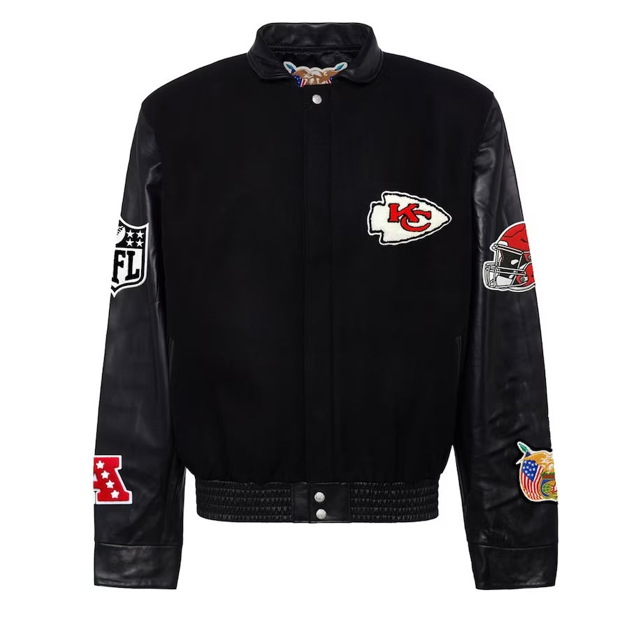 Kansas City Chiefs Jeff Hamilton Black Wool & Leather Varsity Jacket WorthVee