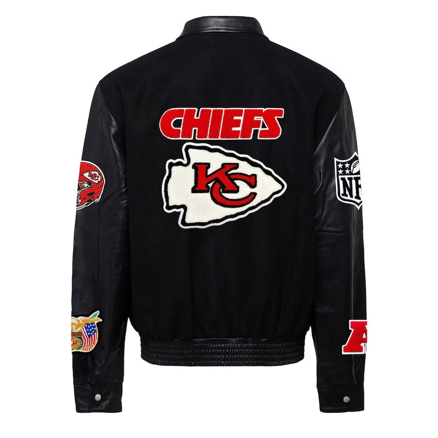 Kansas City Chiefs Jeff Hamilton Black Wool & Leather Varsity Jacket WorthVee