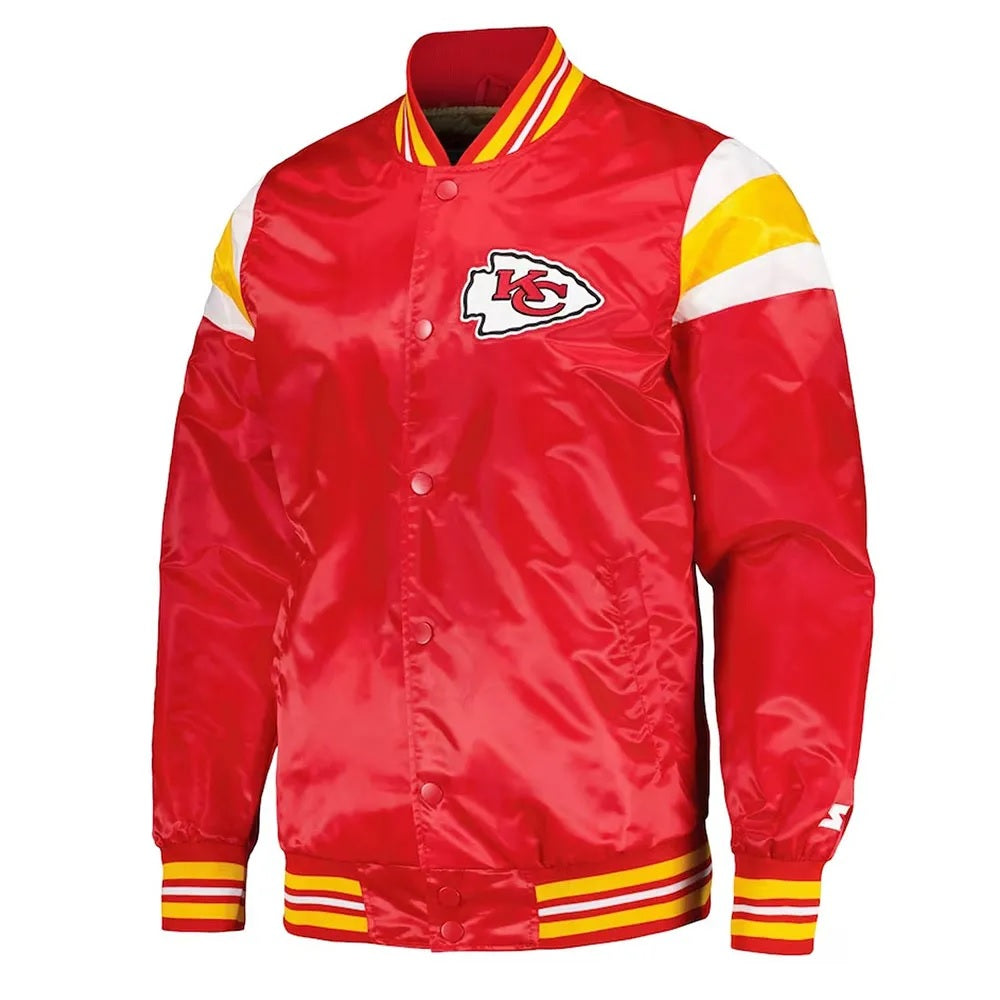 Kansas City Chiefs Red and Gold Varsity Satin Jacket WorthVee