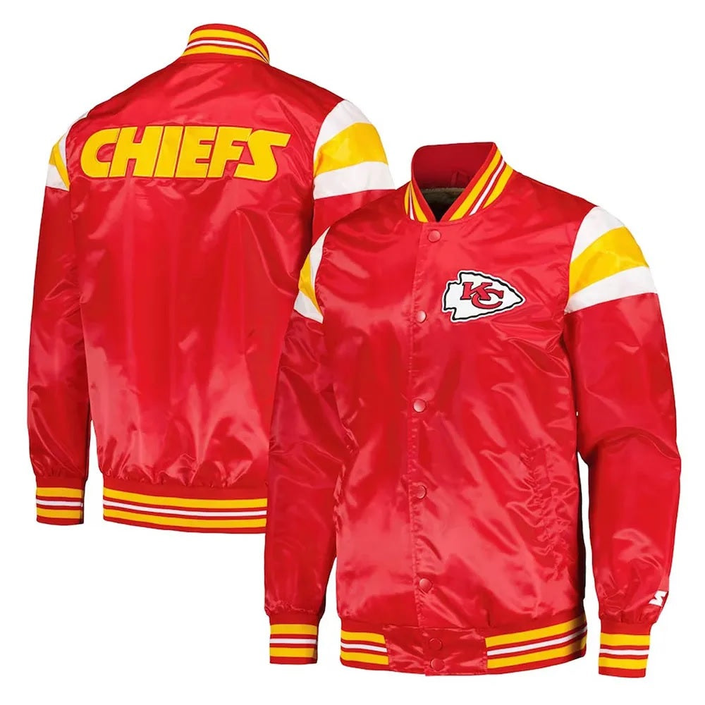 Kansas City Chiefs Red and Gold Varsity Satin Jacket WorthVee