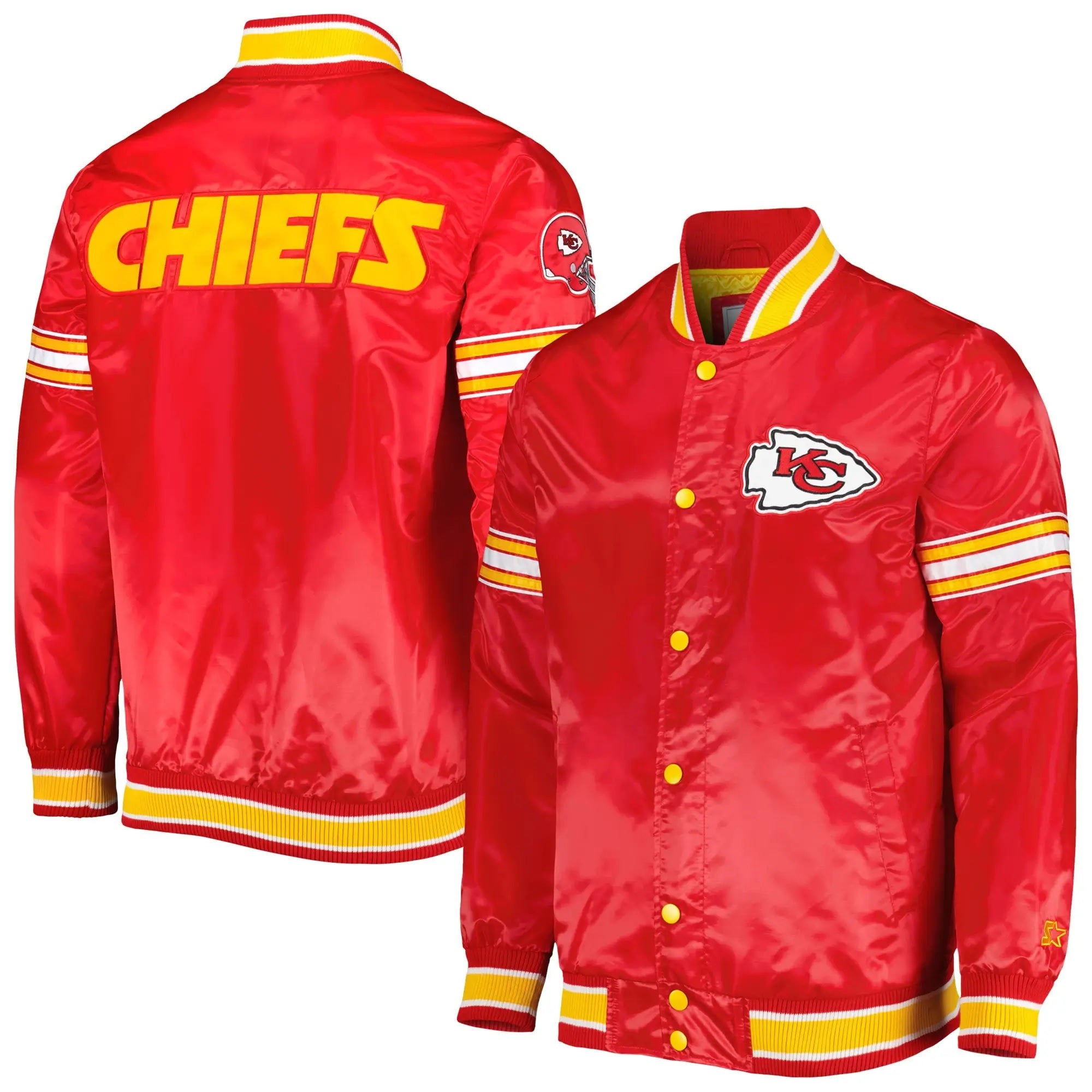 Kansas City Chiefs Starter Midfield Satin Varsity Jacket WorthVee