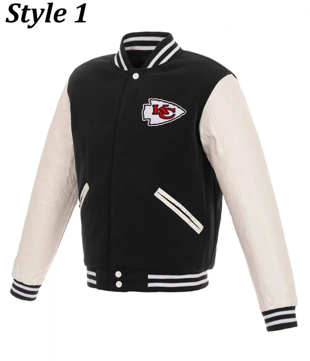Kansas City Chiefs Two Tone Wool Leather Letterman Jacket WorthVee