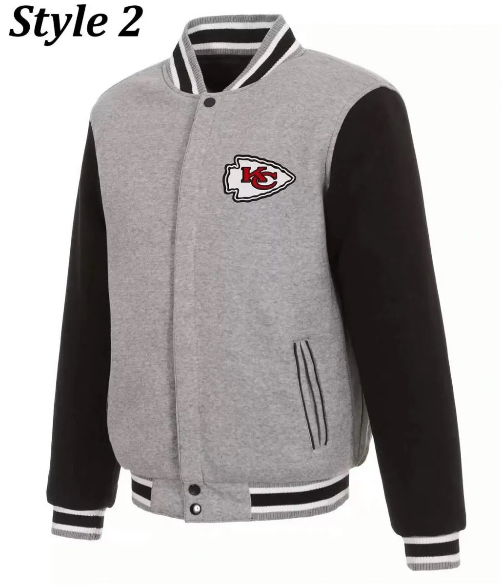Kansas City Chiefs Two Tone Wool Leather Letterman Jacket WorthVee