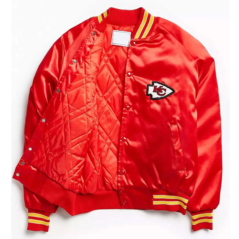 Kansas City Chiefs Varsity Red Satin Jacket WorthVee