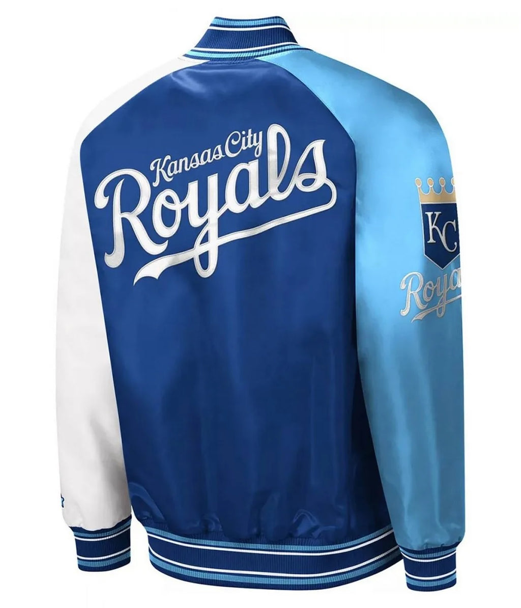 Kansas City Royals Reliever Royal and Varsity Satin Jacket WorthVee