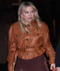 Kate Hudson NYC 2025 Brown Leather Jacket