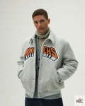 Kith For The New York Knicks Empire Grey Wool Coaches Jacket Clanton Jacket