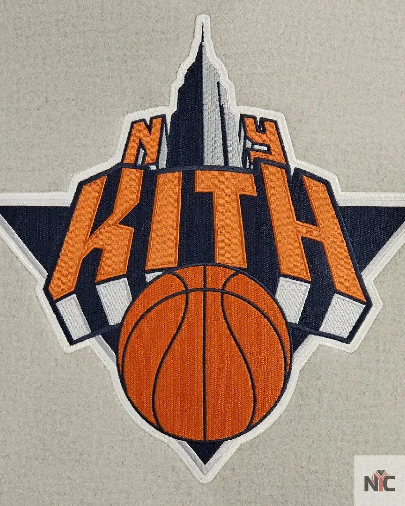 Kith For The New York Knicks Empire Grey Wool Coaches Jacket Clanton Jacket