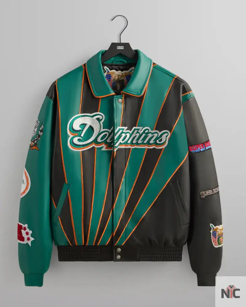 Kith & Jeff Hamilton for the NFL: Dolphins Leather Varsity Jacket Clanton Jacket
