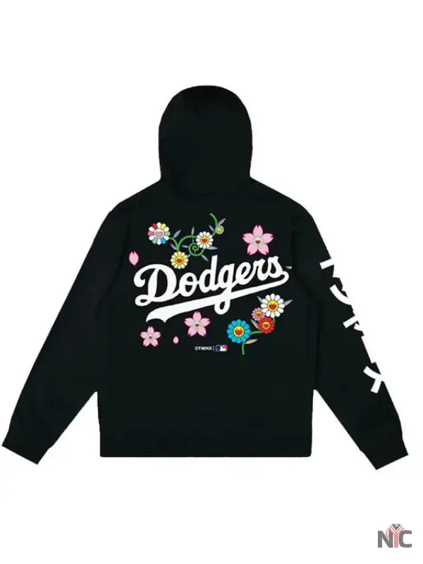 LA Dodgers Floral Black Hoodie Clanton Jacket