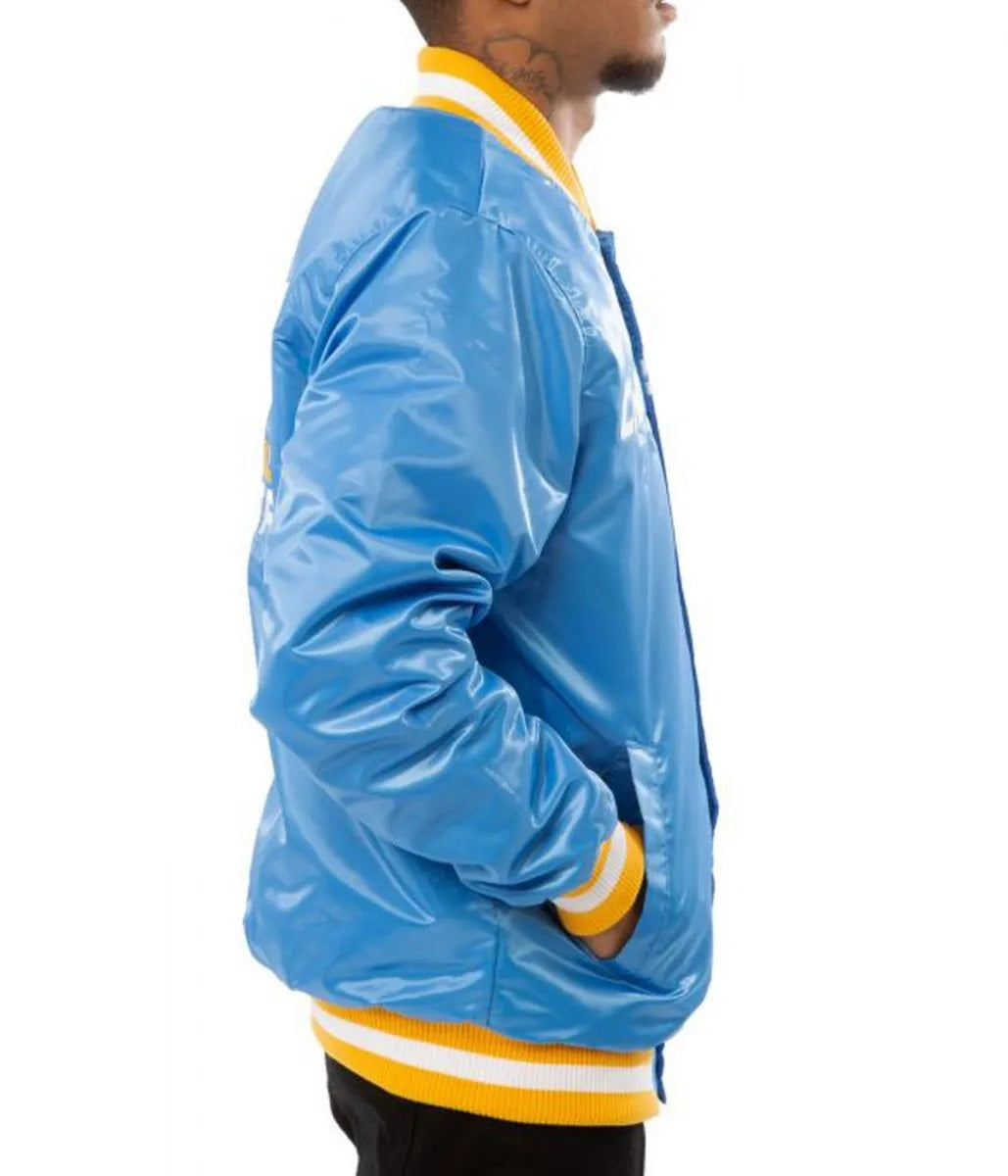 LA Chargers Bomber Blue And White Jacket WorthVee