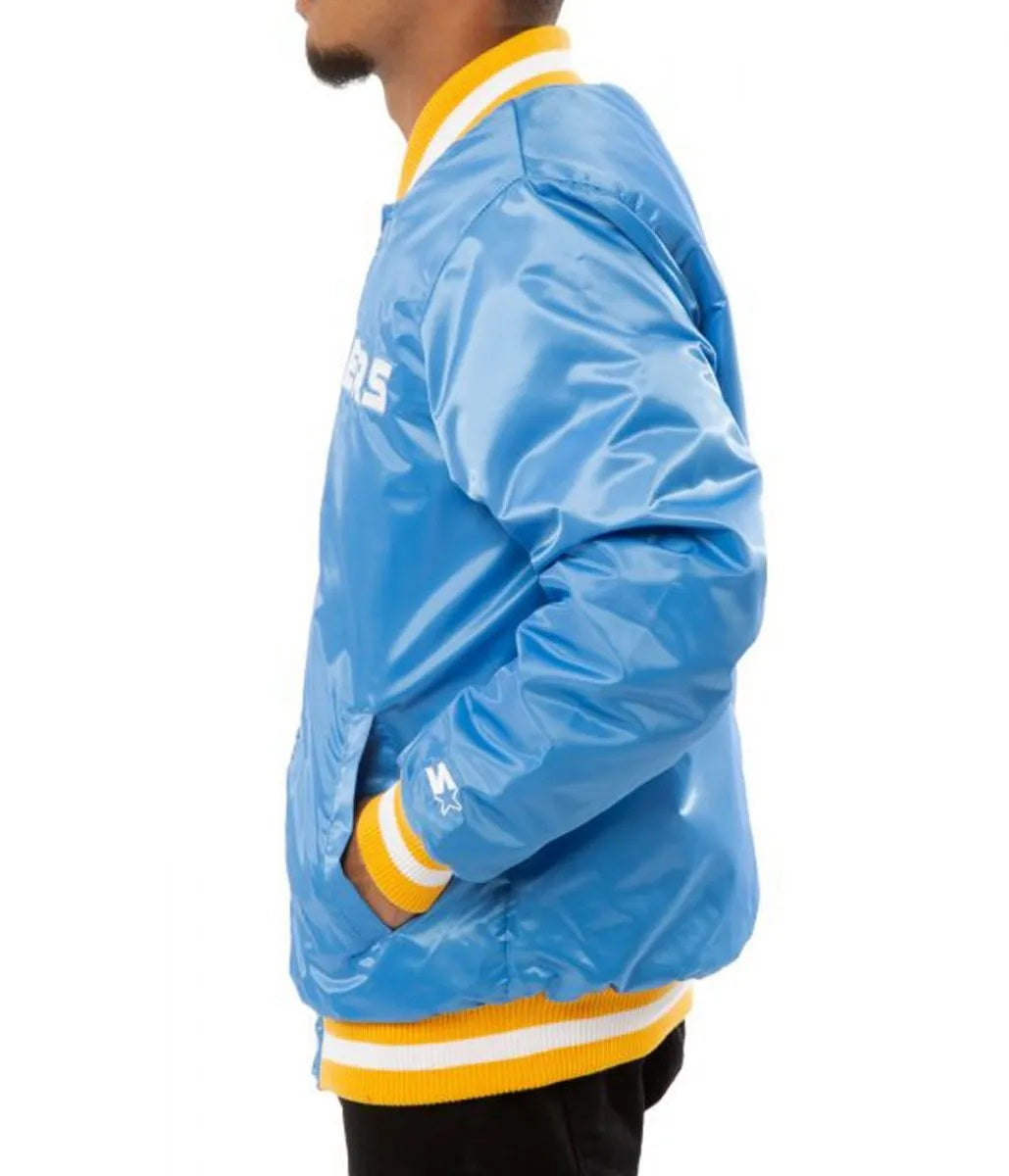 LA Chargers Bomber Blue And White Jacket WorthVee