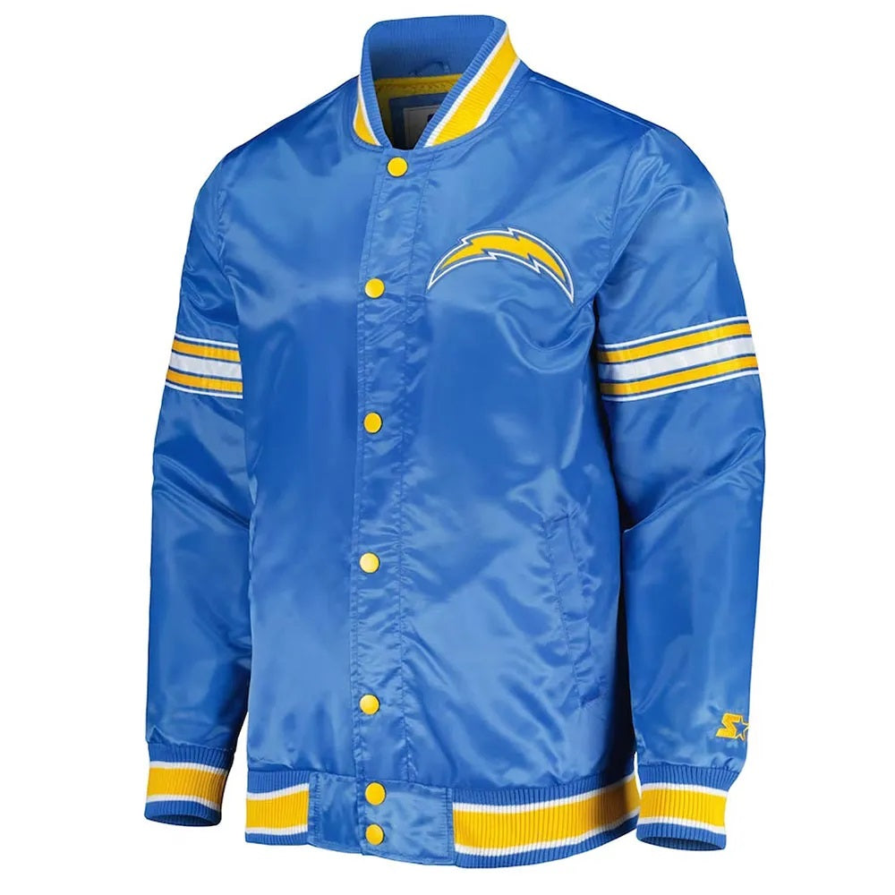 LA Chargers Midfield Powder Blue Satin Jacket WorthVee