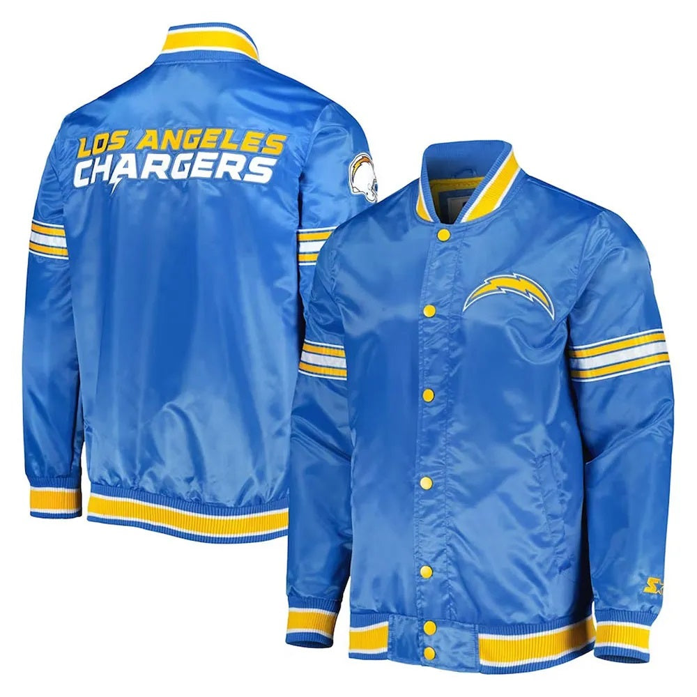 LA Chargers Midfield Powder Blue Satin Jacket WorthVee