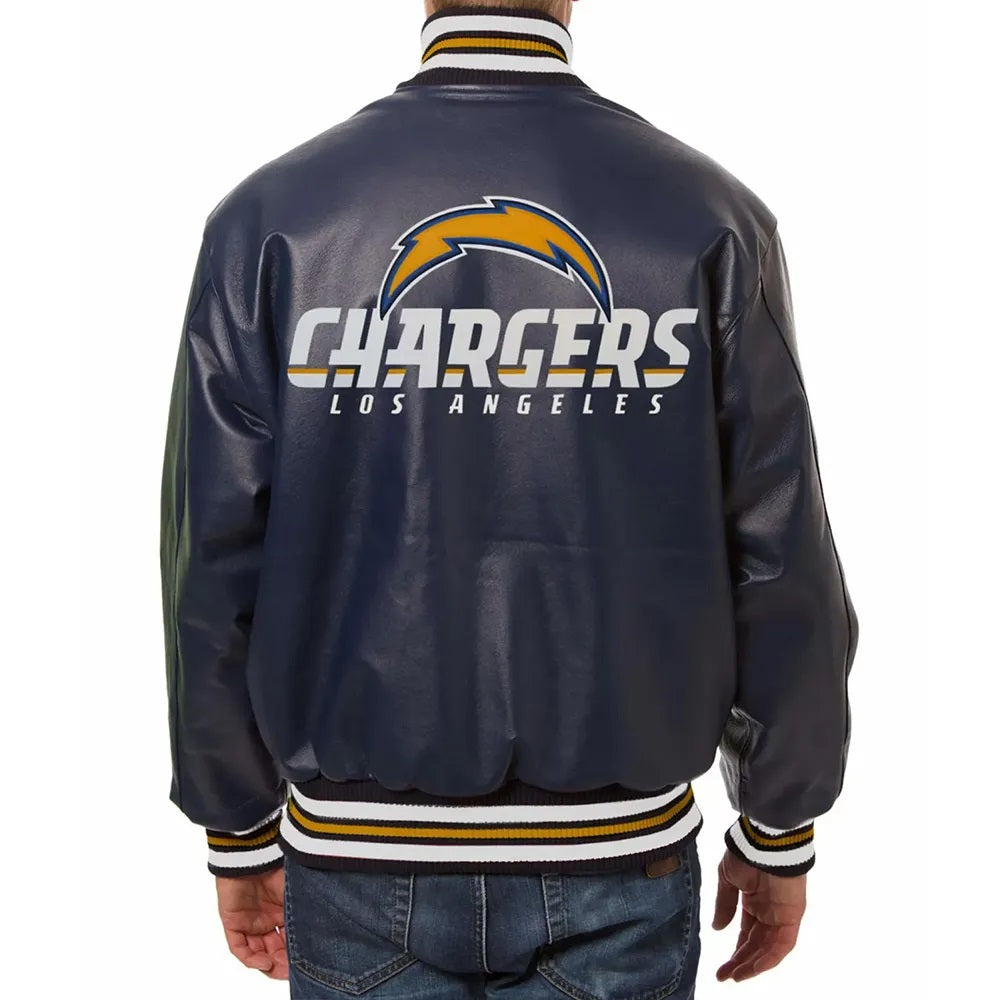 LA Chargers Varsity Blue Leather Jacket WorthVee