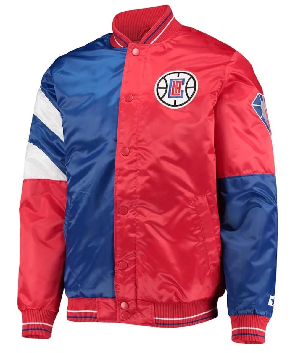 LA Clippers Color Block Satin Red and Blue Jacket WorthVee