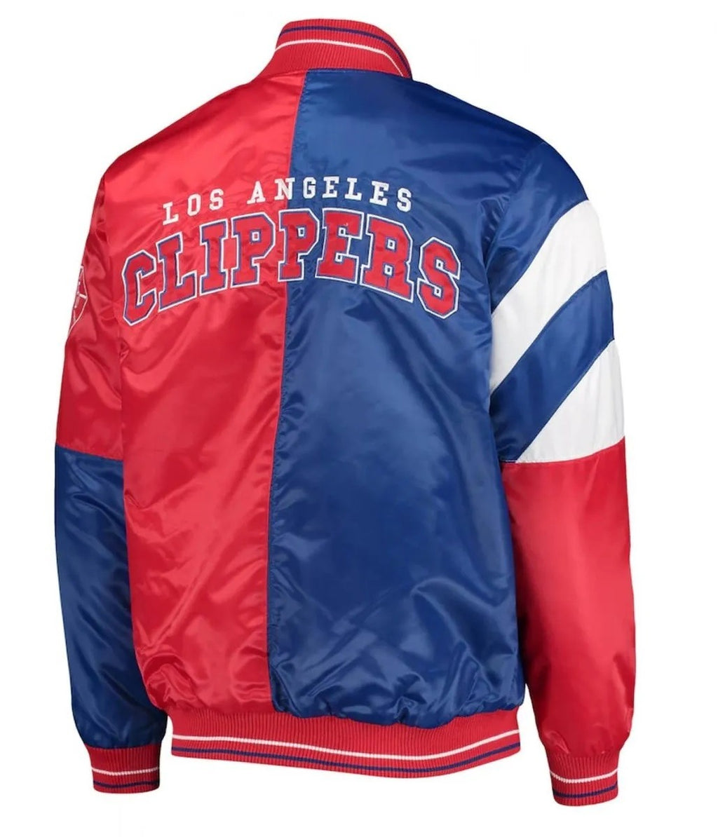 LA Clippers Color Block Satin Red and Blue Jacket WorthVee