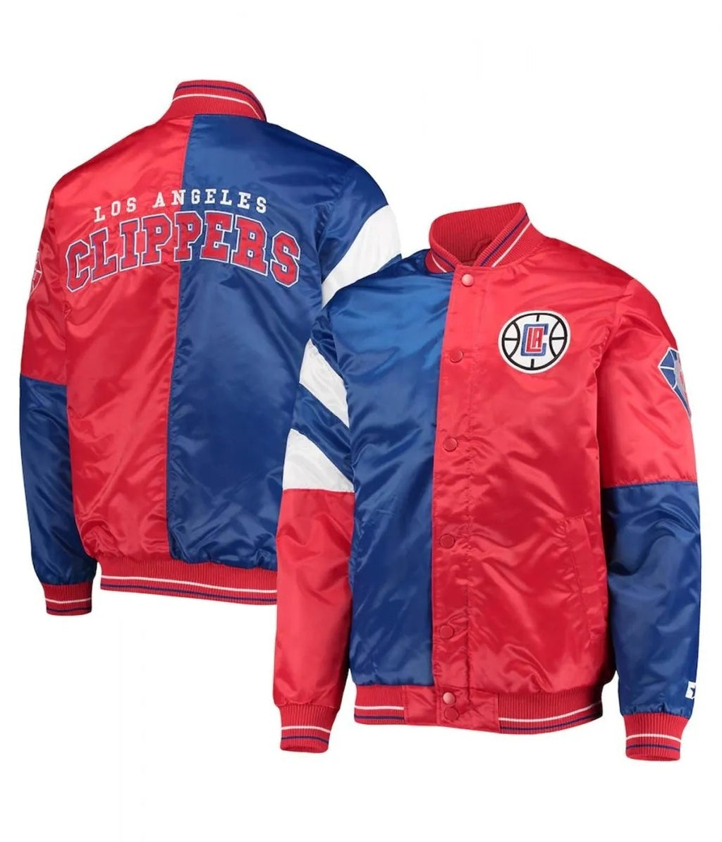 LA Clippers Color Block Satin Red and Blue Jacket WorthVee