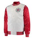 LA Clippers Renegade Full-Snap White & Red Satin Varsity Jacket WorthVee