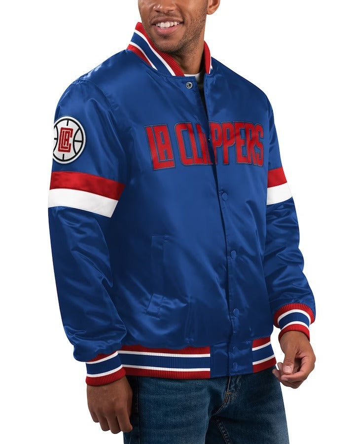 LA Clippers Starter Royal Home Game Satin Varsity Jacket WorthVee