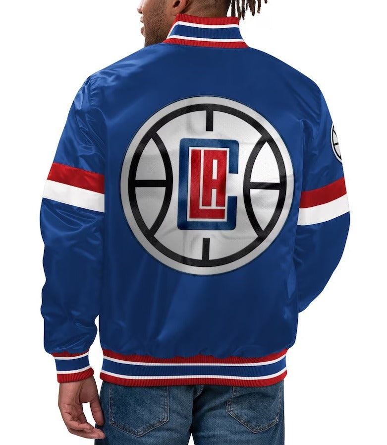 LA Clippers Starter Royal Home Game Satin Varsity Jacket WorthVee