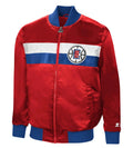LA Clippers The Ambassador Full-Zip Red Satin Varsity Jacket WorthVee