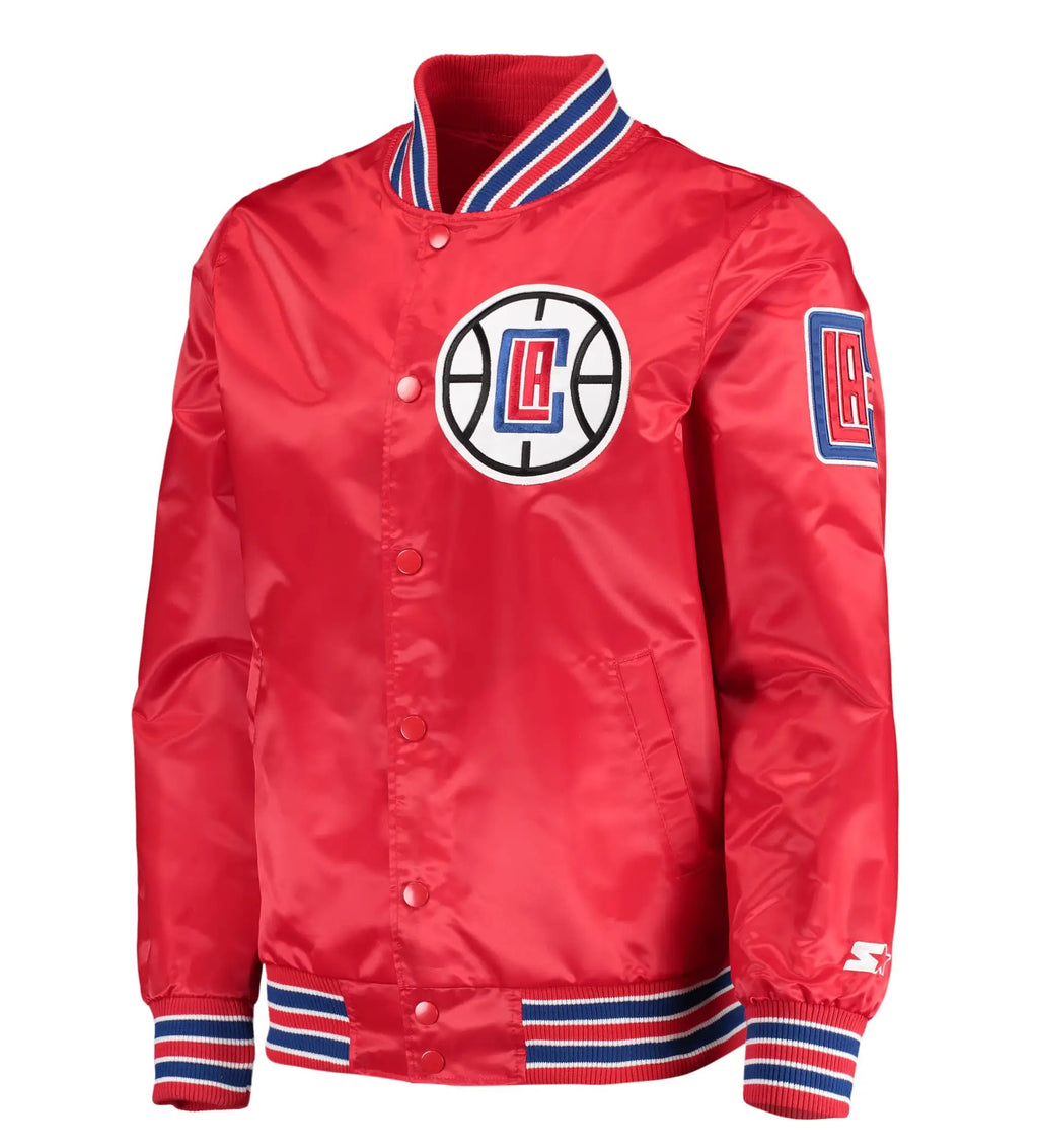 LA Clippers The Diamond Classic Red Satin Varsity Jacket WorthVee