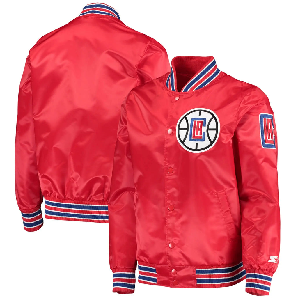 LA Clippers The Diamond Classic Red Satin Varsity Jacket WorthVee