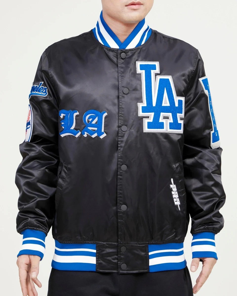 LA Dodgers Old English Satin Varsity Jacket WorthVee