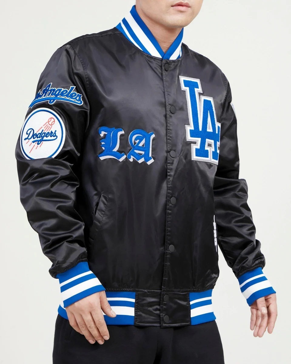 LA Dodgers Old English Satin Varsity Jacket WorthVee