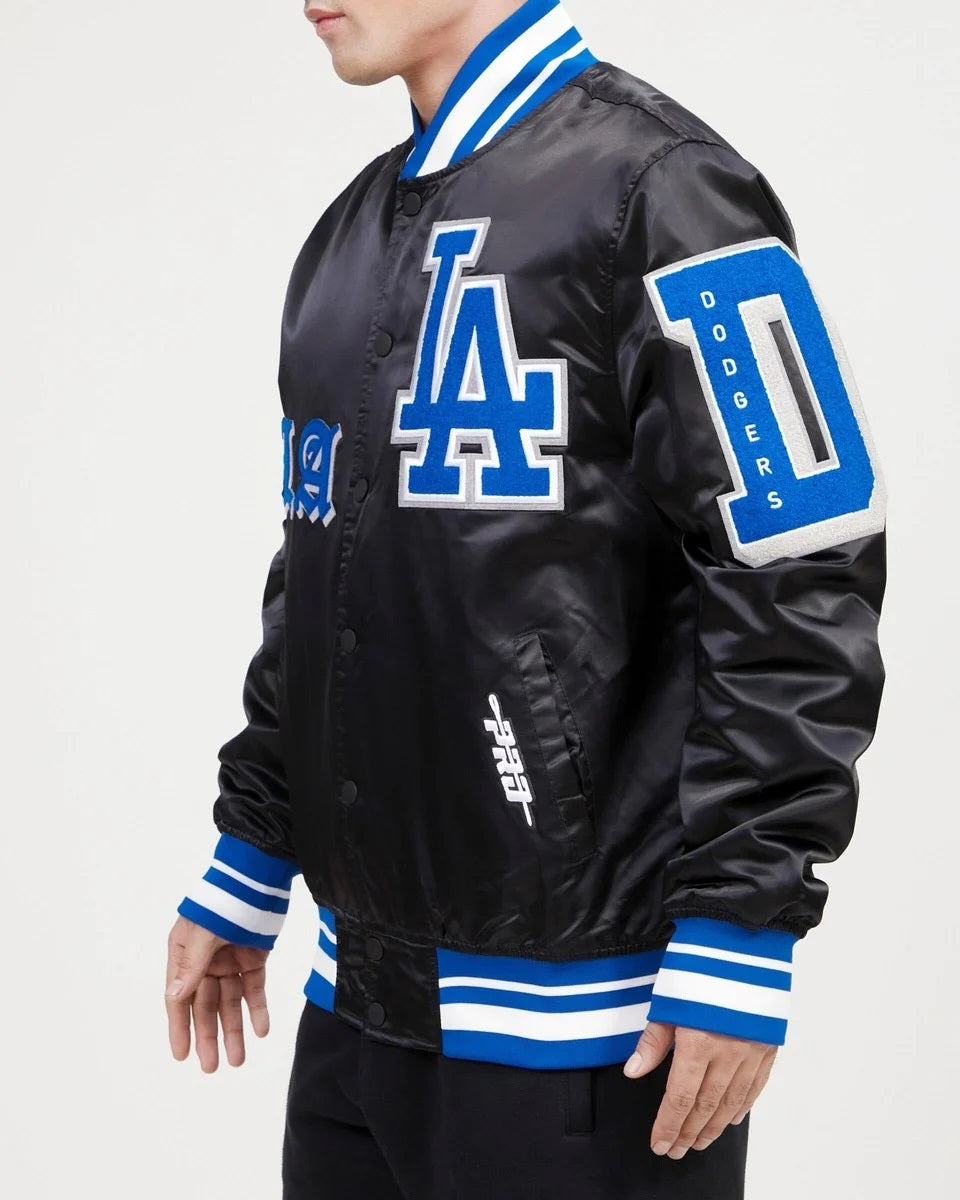 LA Dodgers Old English Satin Varsity Jacket WorthVee