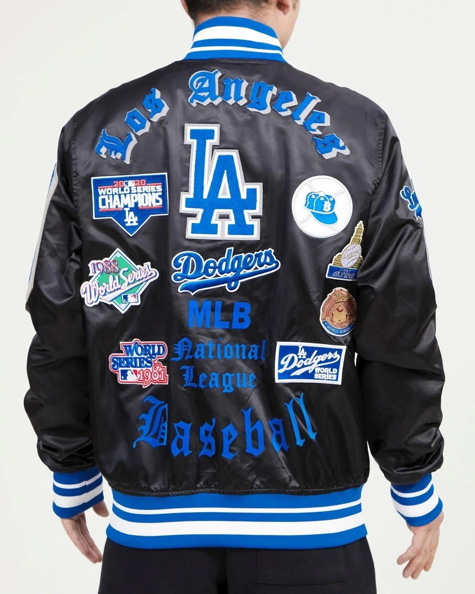 LA Dodgers Old English Satin Varsity Jacket WorthVee