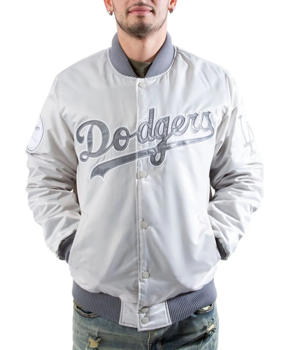 LA Dodgers Silver Satin Jacket WorthVee