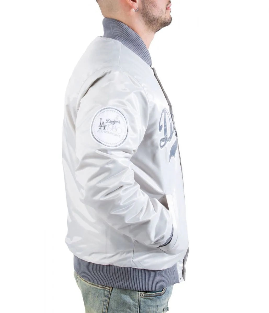LA Dodgers Silver Satin Jacket WorthVee