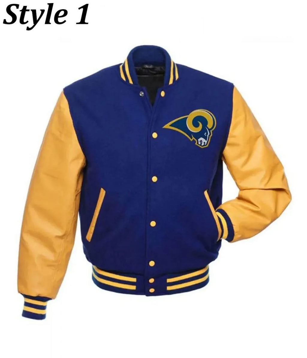 LA Rams Blue and yellow Varsity Jacket WorthVee