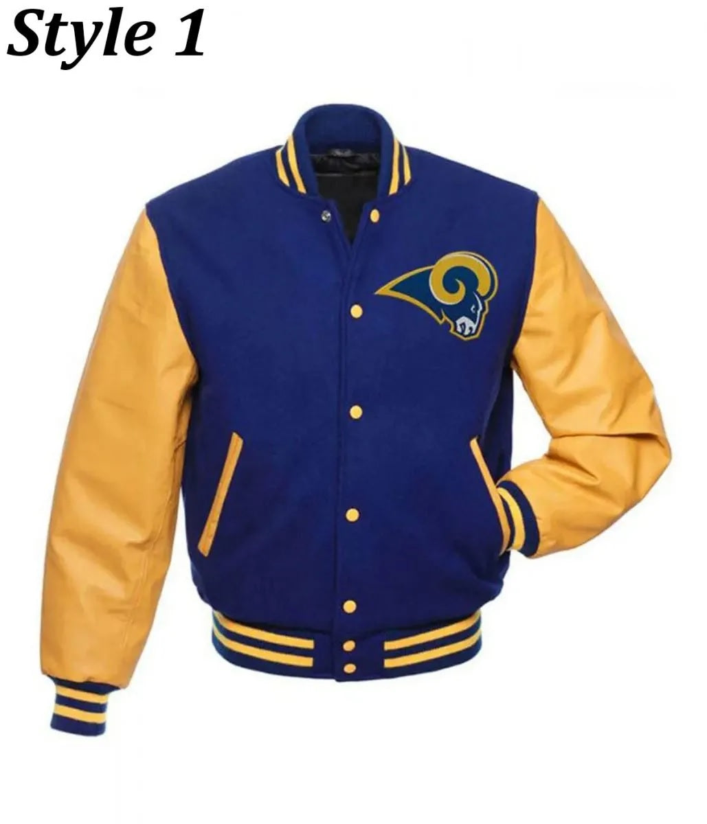 LA Rams Blue and yellow Varsity Jacket WorthVee