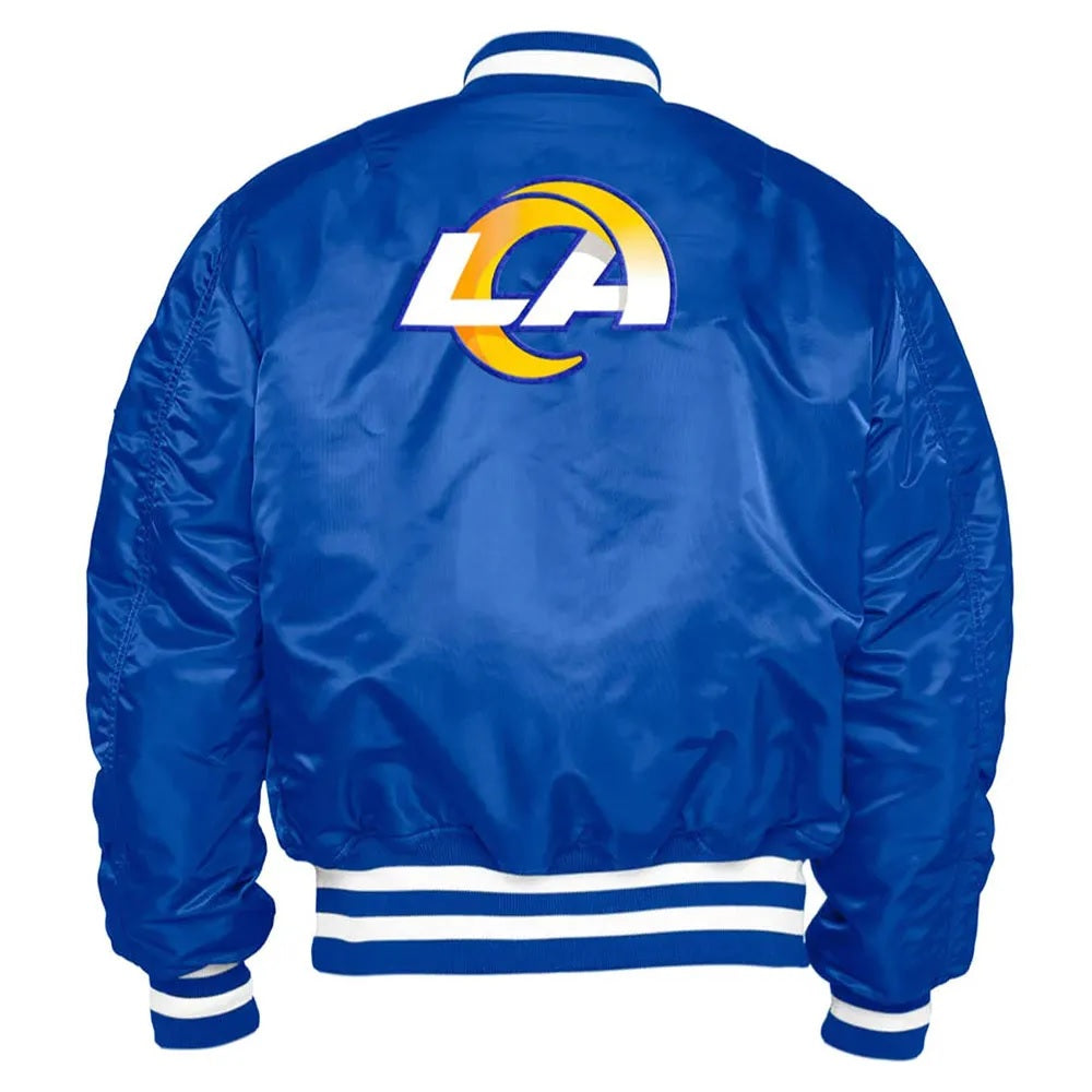 LA Rams Bomber MA-1 Royal Satin Jacket WorthVee