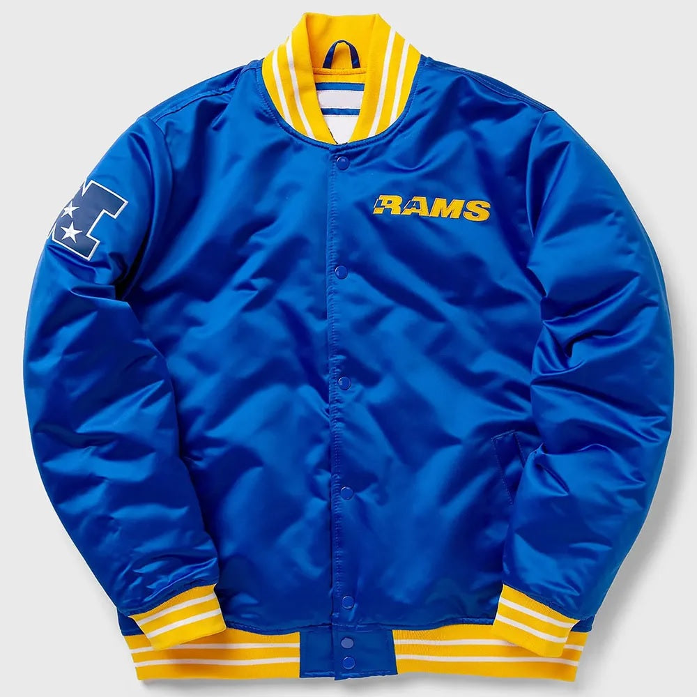 LA Rams Heavyweight Blue Satin Jacket WorthVee